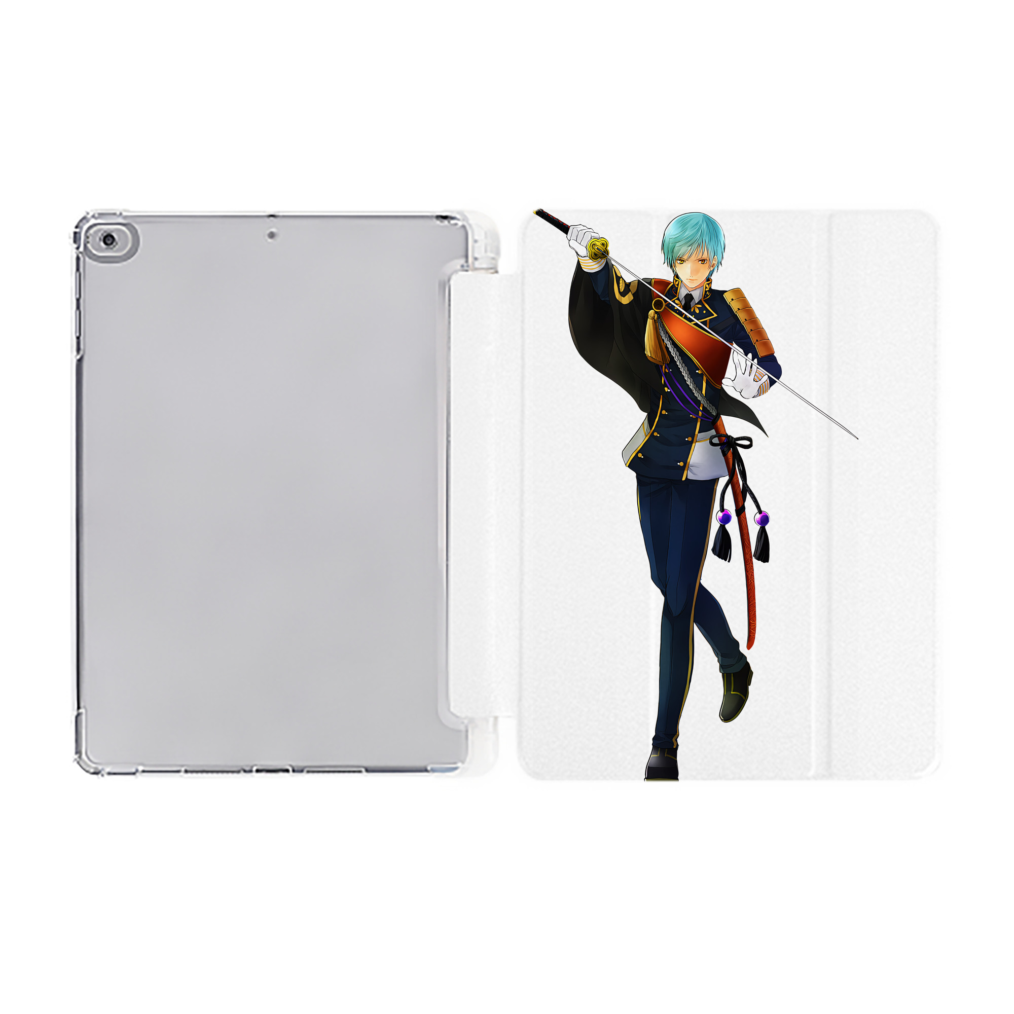 （画像用） 刀剣乱舞 Touken Ranbu IPad ケース ペン収納付き 三つ折りスタンド PUレザー×シリコン 対応機種9.5/10.5/10.9インチ